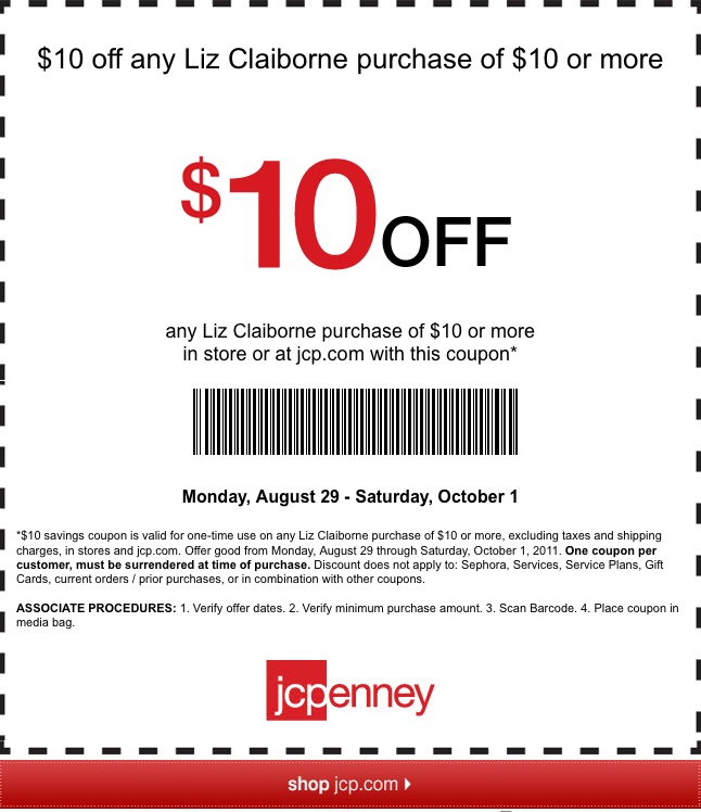 Here's a fun new JcPenney coupon: 10 off 10 or More of Any Liz ...