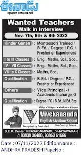 Vivekanada School Teachers Walk in Interview