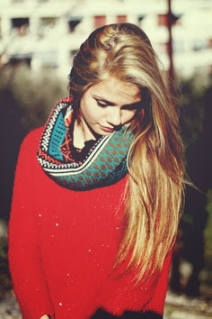 Red Sweater With Stylish Scarf 
