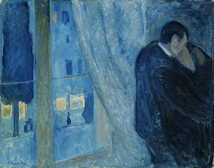 The Kiss by The Window. Artwork by Edvard Munch