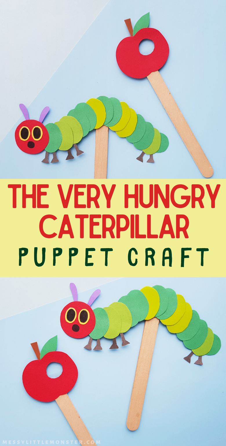 The Very Hungry Caterpillar Craft for toddlers and preschoolers. A fun and easy paper puppet craft for kids.