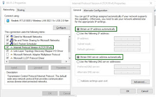 Konfigurasi DHCP untuk Mendapat IP Otomatis untuk Mengatasi masalah jaringan internet Windows 10