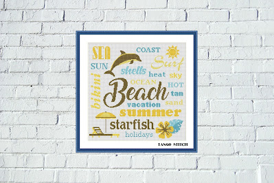 Summer beach sea sun holidays vacation cross stitch pattern