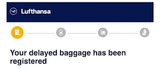 Screenshot of an email from Lufthansa: "Your delayed baggage has been registered"