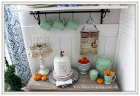 Fall Breakfast Nook Decor-Pioneer Woman-Timeless Beauty-Jadeite-Fall-Vignette-Farmhouse-Style-Cottage-Style-From My Front Porch To Yours