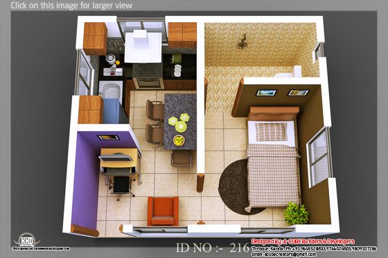3D isometric views of small  house  plans  KeRaLa HoMe 