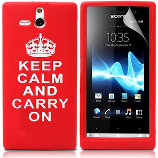 SONY ERICSSON XPERIA U ST25I RED KEEP CALM AND CARRY ON CASE COVER + FILM