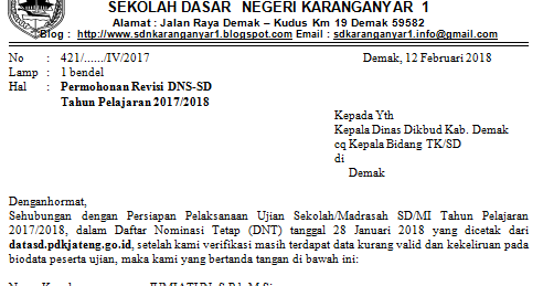 Download Contoh Surat Permohonan Revisi DNS Peserta USBN 