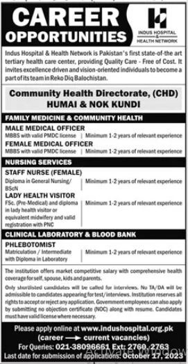 Indus Hospital & Health Network Karachi Jobs