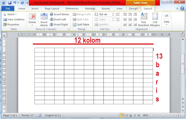 cara membuat tabel manual