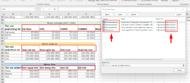 Dùng hàm INDIRECT kết hợp Data Validation giải bài toán Excel phụ thuộc