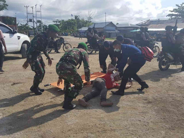 Jelang Pemilu 2019, TNI-Polri di Kabupaten Kepulauan Aru Gelar Simulasi Sispam Kota