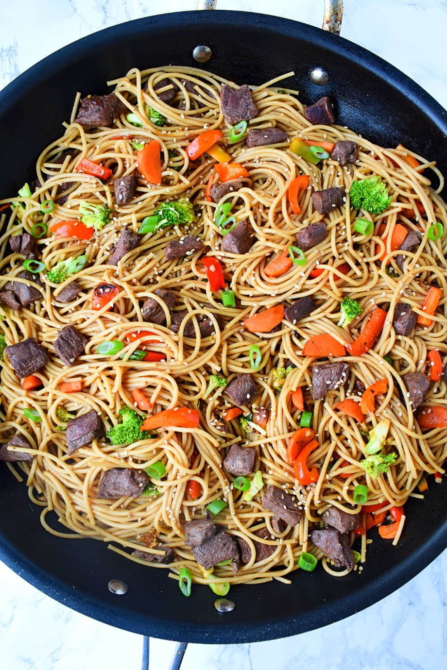 Pan of Beef Stir Fry Noodles