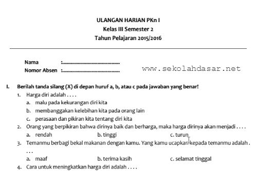 Contoh Soal Ulangan