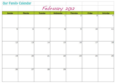 February 2012 Calendar