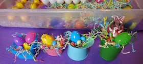 Easter sensory bin making Easter baskets