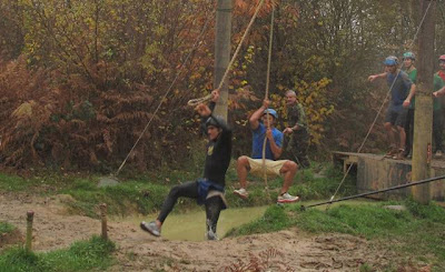 Andrew hanging on a rope