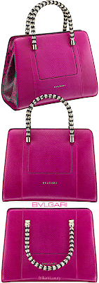 ♦Bvlgari Serpenti Scaglie berry tourmaline pink calf leather top handle shopping bag #bvlgari #bags #pink #brilliantluxury