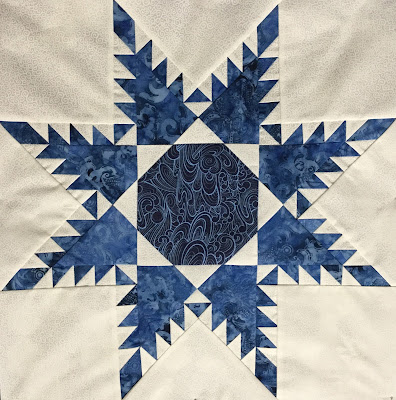 Blue & White Feathered Star Block