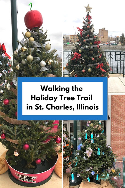 Walking the Holiday Tree Trail in St. Charles, Illinois