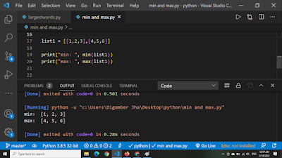 min and max on nested list