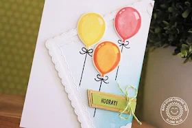 Sunny Studio Stamps: Birthday Balloon Fancy Frame Background Birthday Card by Eloise Blue