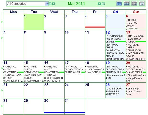 February-March Calendar of