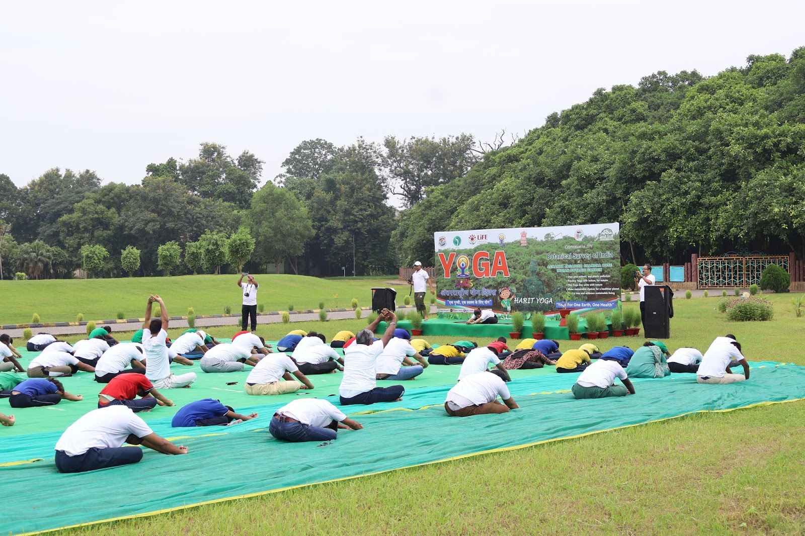 Participants doing Yoga in Botanic Garden