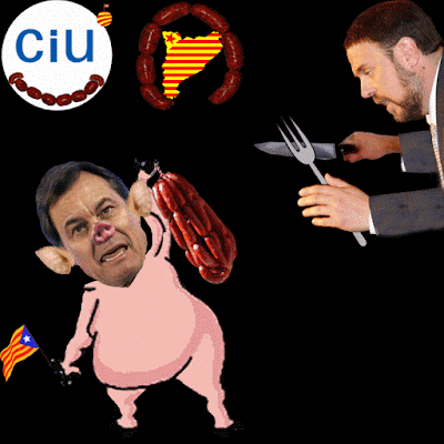 Ciu , Artur Mas, Oriol Junqueras, cerdo, chorizos