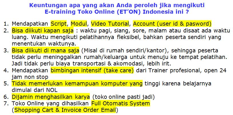 training toko online 2016