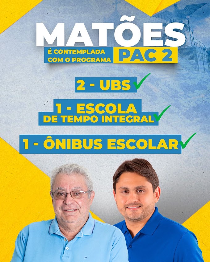 Matões receberá investimentos do PAC 2: Prefeito Ferdinando Coutinho agradece apoio de Juscelino Filho