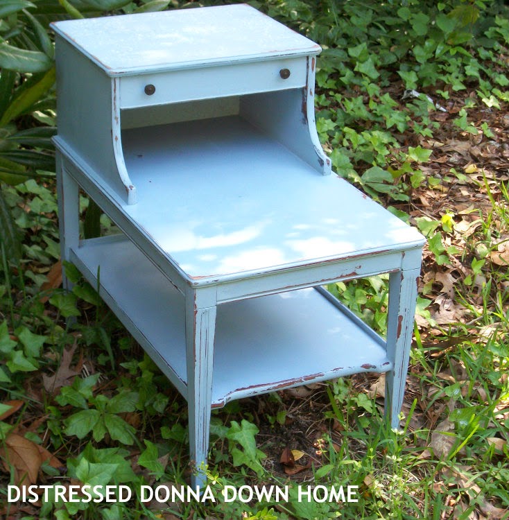 distressed painting, Americana Decor Chalky Paint, end table, furniture makeover