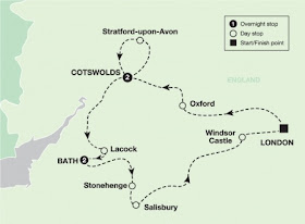 mapa da região de Costwolds