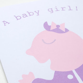 Baby girl screen printed card by welaughindoors close up