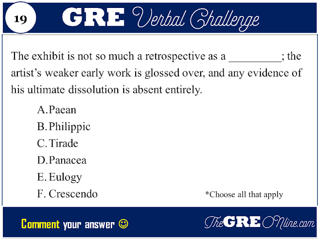 GRE Sentence Equivalence Challenge Question #19