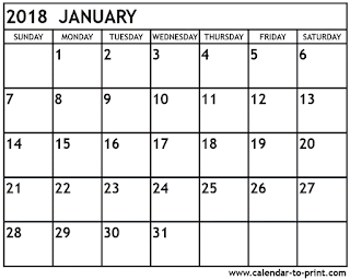 Free Printable Calendar January 2018