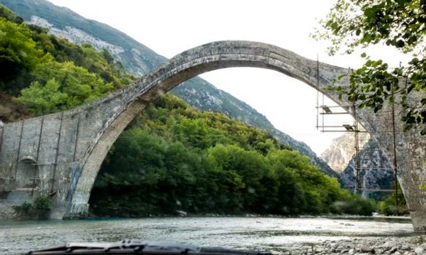 Historic Greek bridge washed out by flood waters