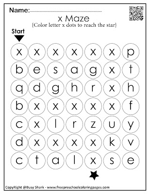 Letter X dot markers free preschool coloring pages ,learn alphabet ABC for toddlers
