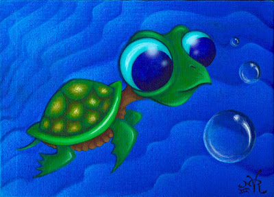 Cute Sea Turtle Painting by Natalie VonRaven