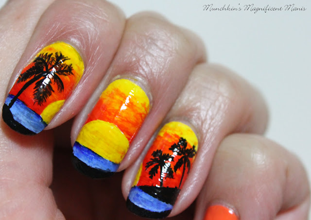 Tropical Sunset Nail Design