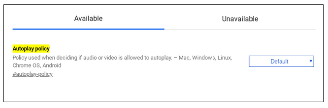 Disabilitare autoplay Chrome