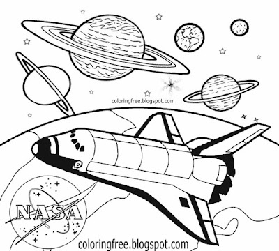 How to sketch spaceship and planets space drawing for kids solar system picture to print and color