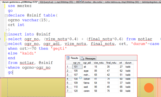 T sql kullanmak