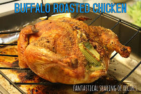 Buffalo Roasted Chicken | A different way to roast a whole chicken that is sure to please any spicy food lover in your life