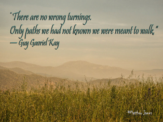 'There are no wrong turnings. Only paths we had not known we were meant to walk.' - Guy Gavriel Kay