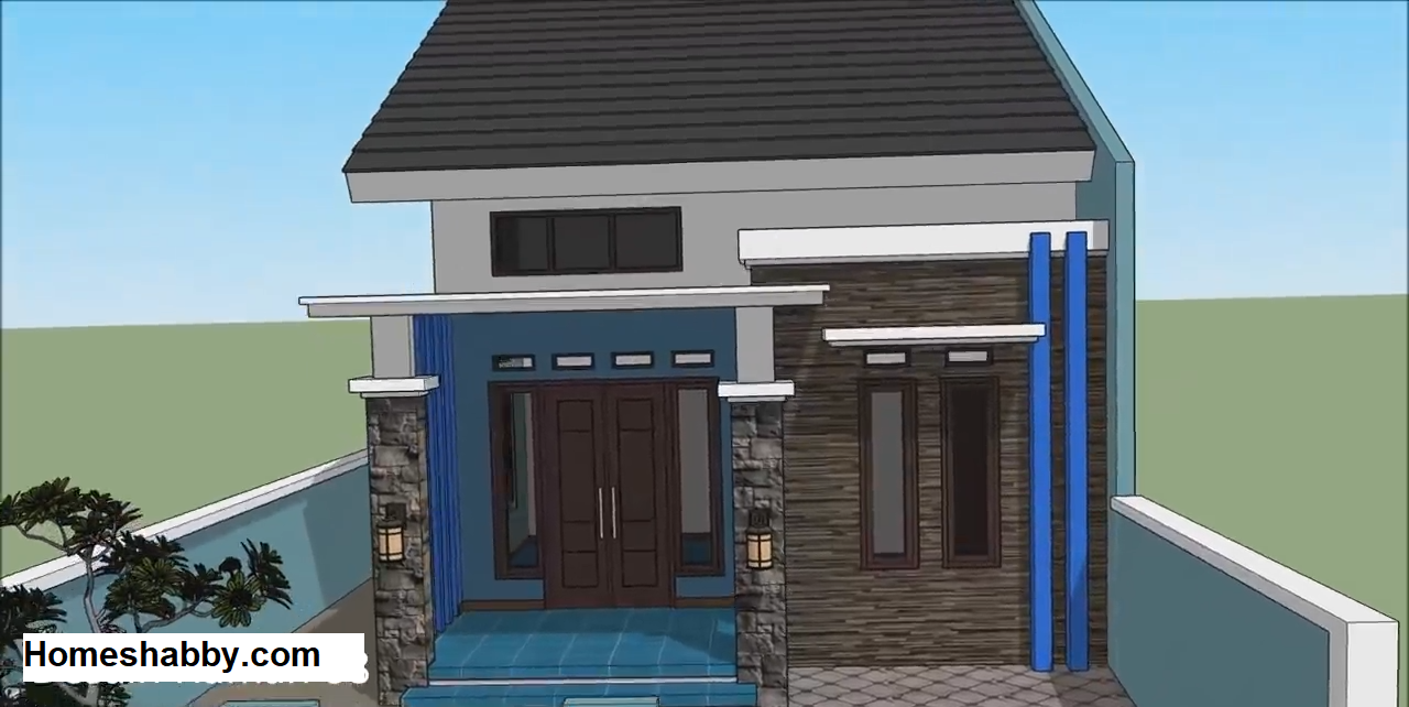 Desain Dan Denah Rumah Minimalis 6 X 12 M Nuansa Biru Yang Kalem Lengkap Dengan RAB Detailnya Homeshabbycom Design Home Plans