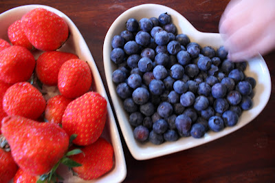 blueberries, strawberries