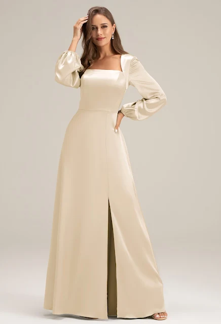 old fashioned glamour style bridesmaid dress for winter wedding