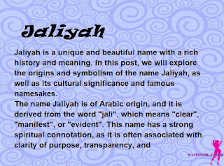 meaning of the name "Jaliyah"