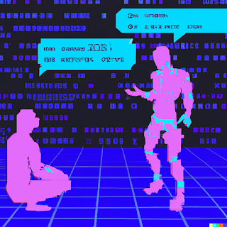 chatgpt3 is desparately trying to explain web3 and blockchain to a dumb human in cyberpunk style